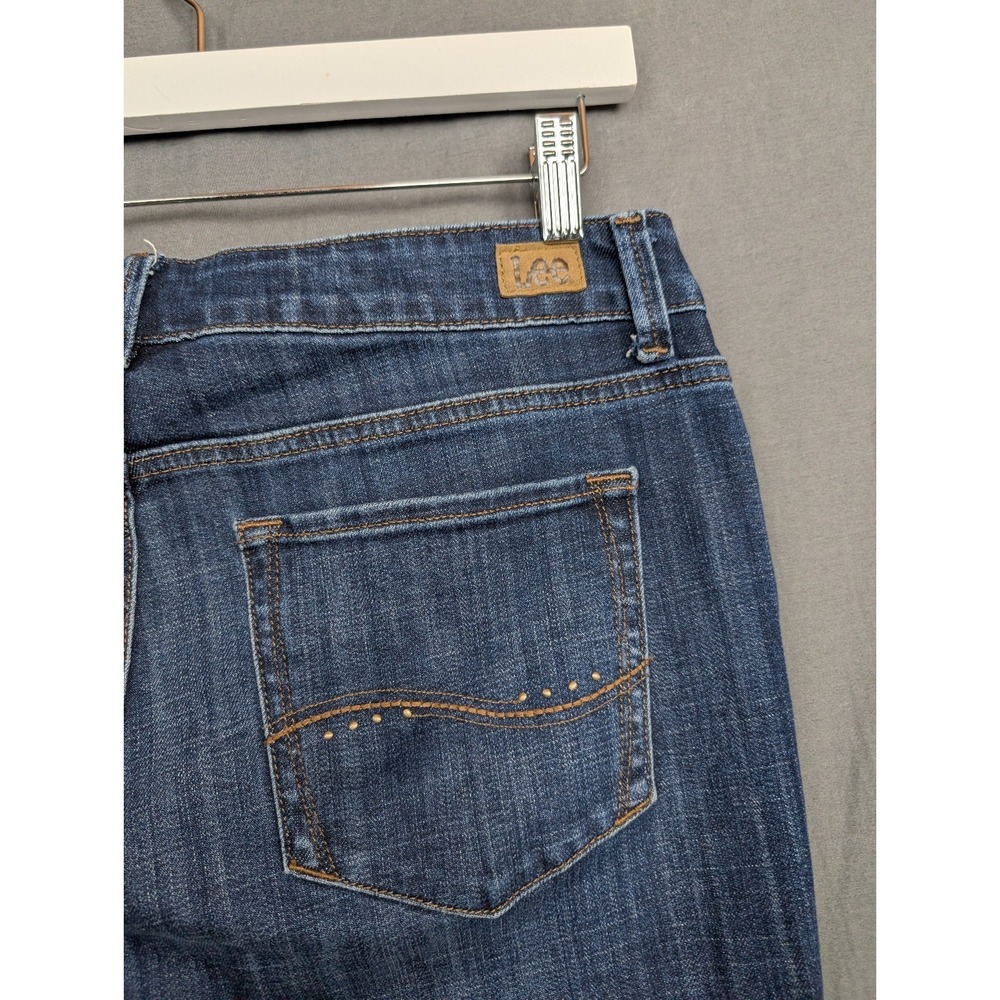 Lee Womens Size 14 Medium Mid Rise Straight Leg Denim Blue Jeans - Picture 7 of 9